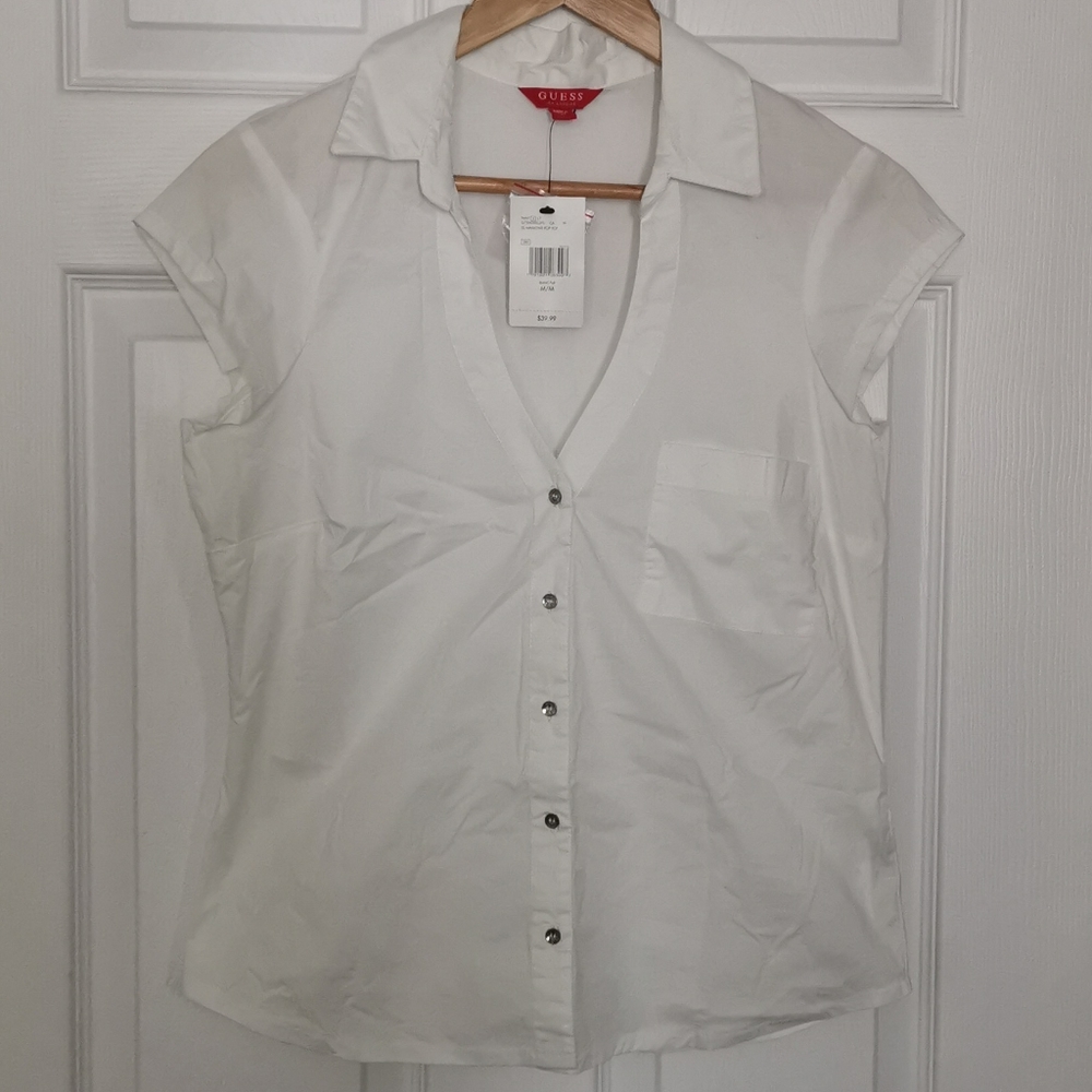 Guess white button up blouse